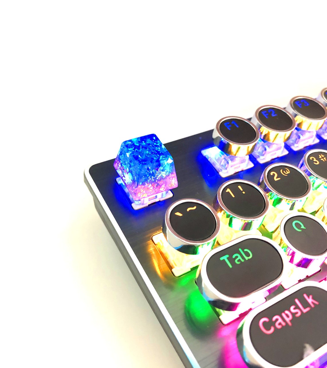 Handmade Resin & Foil Keycap Artisan Backlit Key Cap Blue Pink Etsy