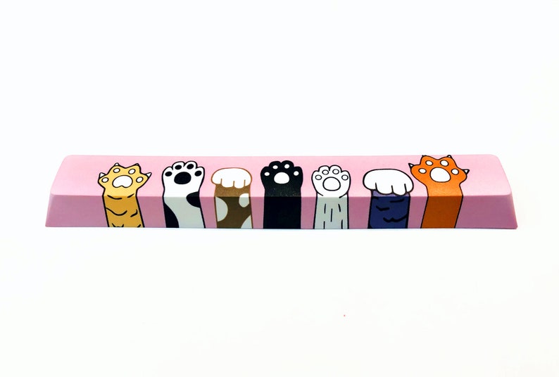 6.25X Cat Paws Claw Spacebar Keycap Cute Pink Painting Colorful Keycaps Cherry Profile Key Cap for Cherry MX Mechanical Gaming Keyboard