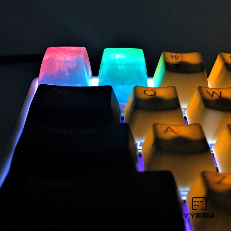 Handmade Resin Keycap Artisan Backlit Key Cap Blue Pink Green R4 / SA Keycaps For Cherry MX Mechanical Gaming Keyboard 1 Pcs 