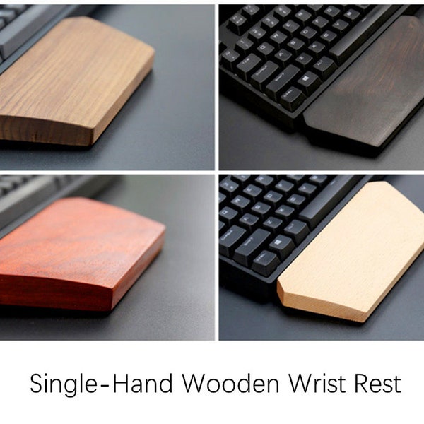 Single-Hand Wooden Wrist Rest Pad Ebony Walnut Beech Solid Wood Ergonomic Design Non Slip For 60 87 104 Keys Mechanical Gaming Keyboard