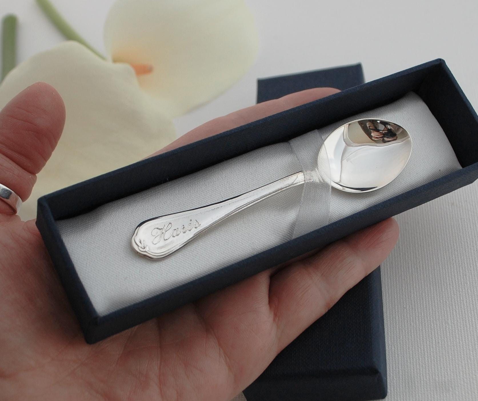 Sterling silver spoon 925, personalized, classic baby christening gift, silver birth gift, handmade