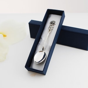 Silver spoon 925, personalized, rose on handle, baby birth gift, christening keepsake, silver birth gift, mothers day gift