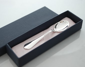 Sterling silver spoon - baptism gift - minimal design, personalized baby gift