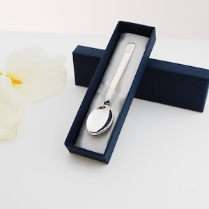 Sterling silver spoon with name engraved on it, minimal style, baby christening gift, silver birth gift, handmade