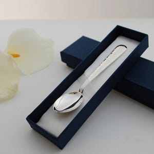 Hammered Silver spoon 925, baby birth gift, modern design - christening keepsake, silver birth gift, birthday gift