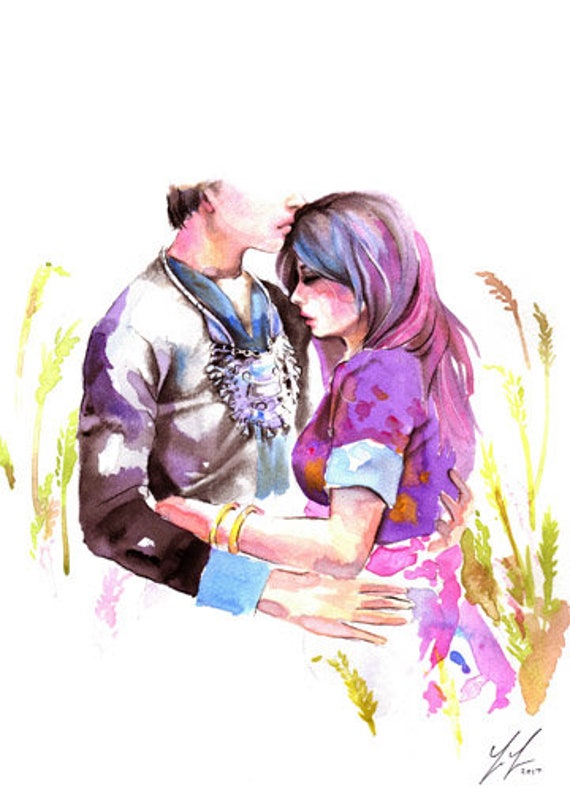 Hmong Couple Art Poster Print Watercolor | Etsy