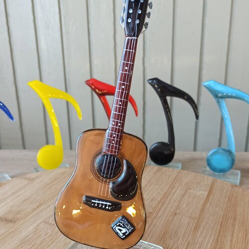 Glass Acoustic Guitar Figurine Sculpture music gift retailer musician gift quitar mini Custom quitar personalized quitar