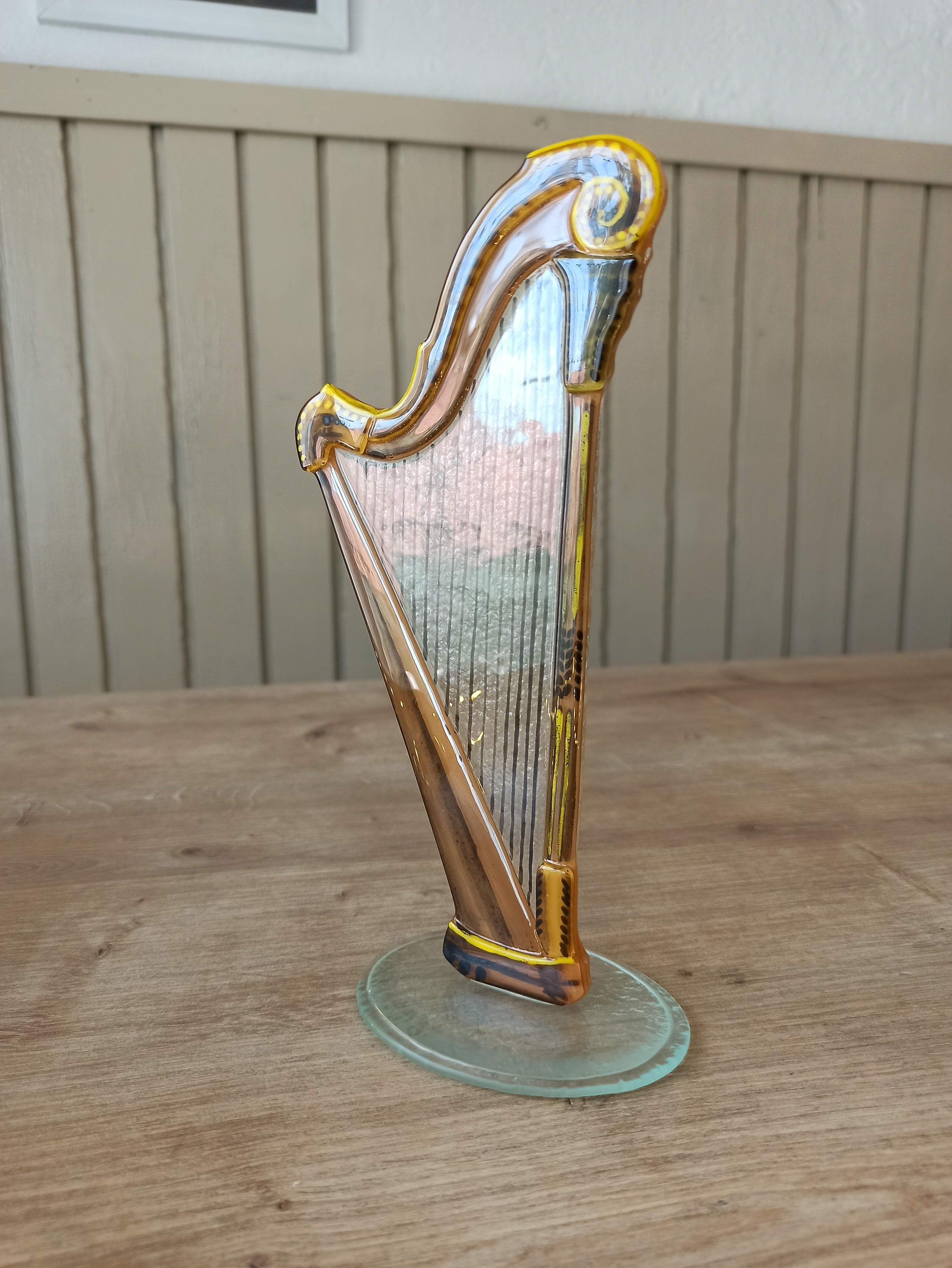 Glass Harp Instrument Figurine/harp Sculpture/ Fused Glass Etsy
