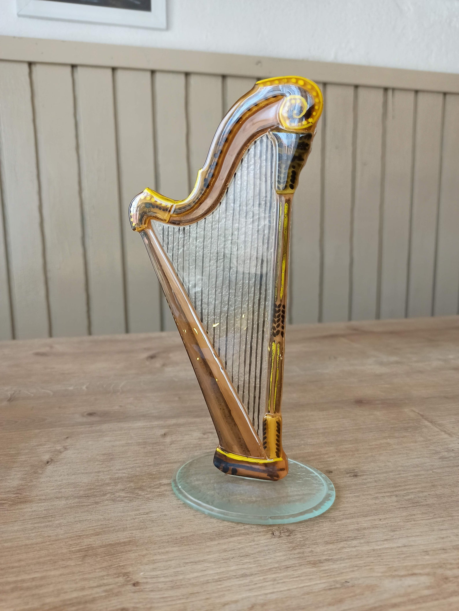 Glass Harp Instrument Figurine/harp Sculpture/ Fused Glass Etsy