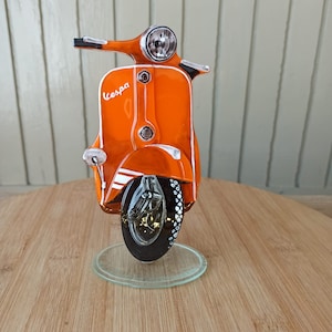 Fused Glass Orange Vespa Sculpture, Motorcycle Gift