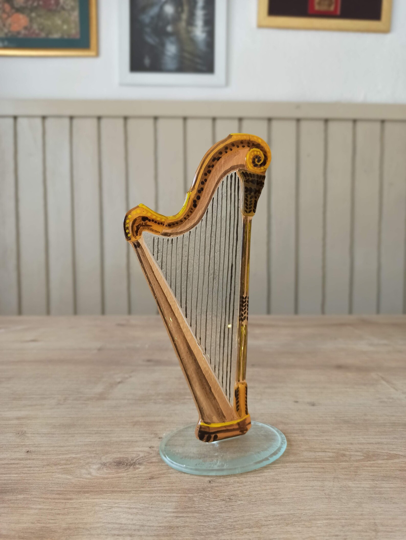 Glass Harp Instrument Figurine/harp Sculpture/ Fused Glass Etsy