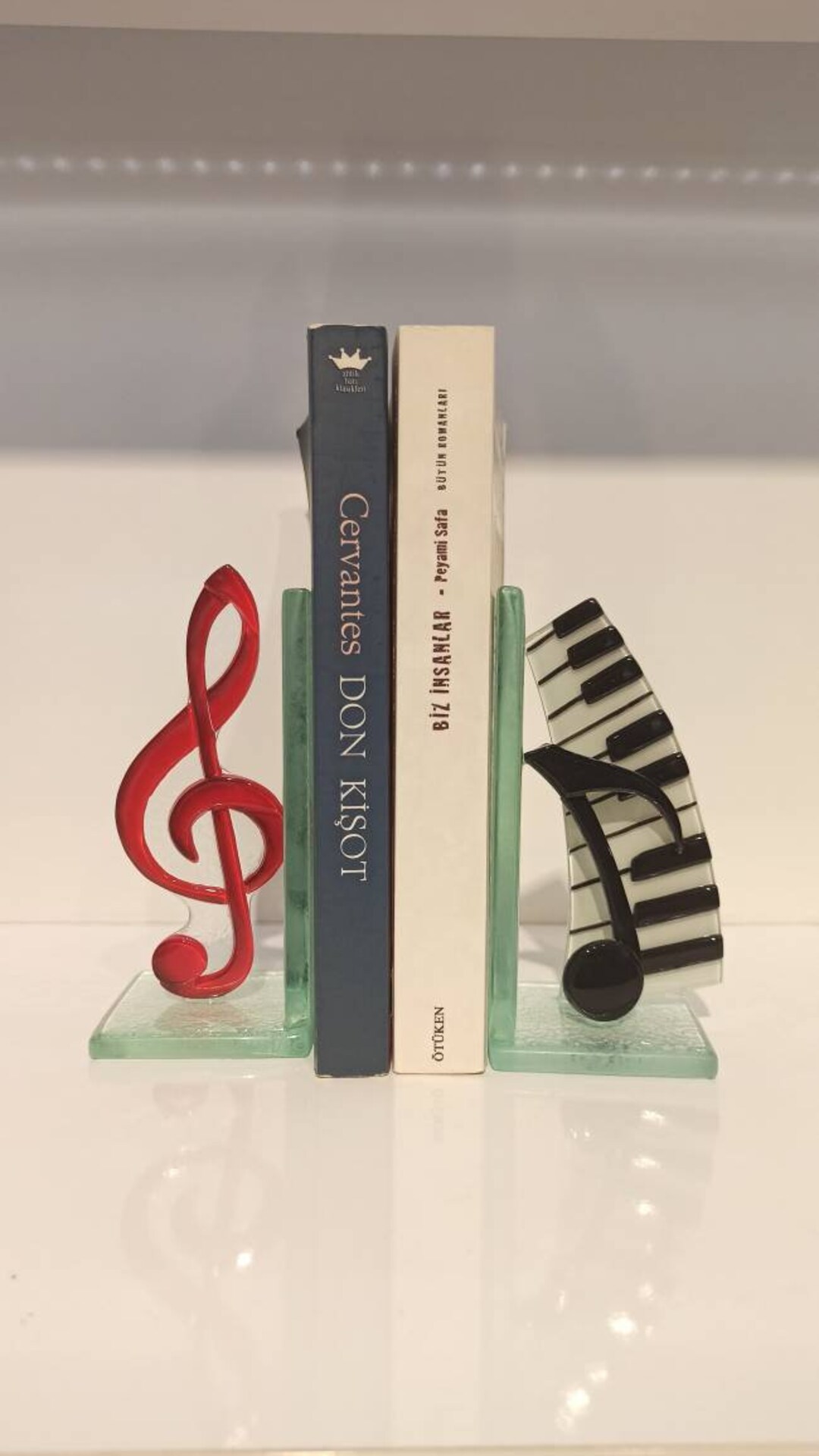 Fused Glass Musical Bookend Treble Clef Bookend Handmade Hand Painted