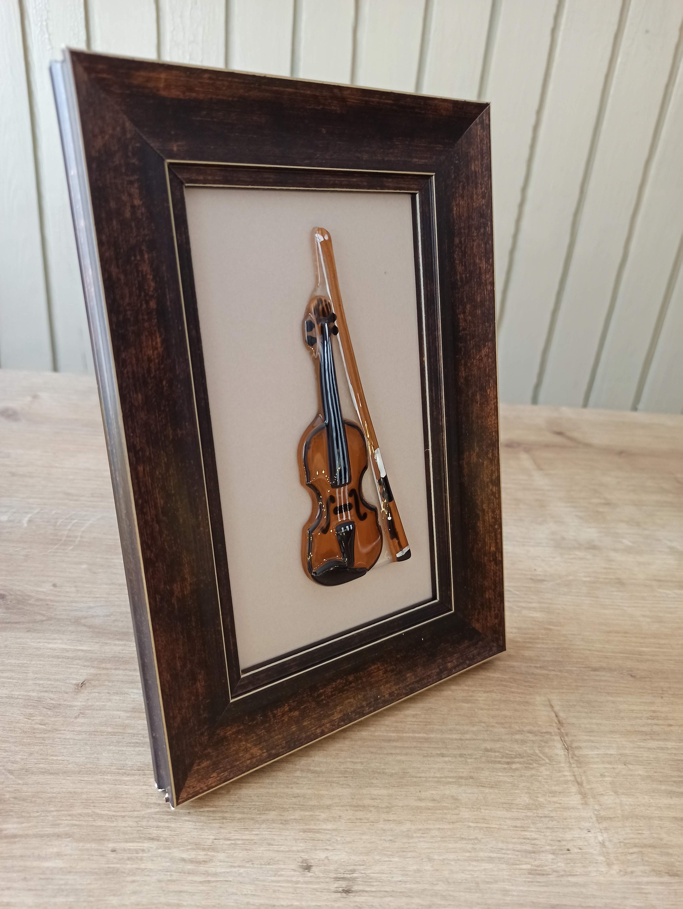 Glass Violin Figurine Picture/fused Glass Classic Colour Etsy