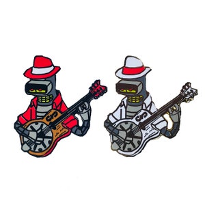 Blues Bender, Hard Enamel, Limited Edition, Hatpins, Guitar, Music, Dobro, Robot Music