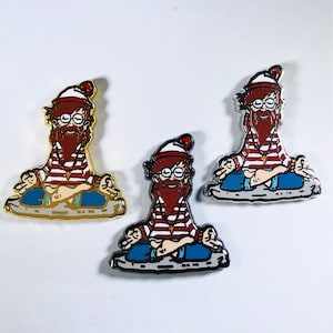 Waldo Finds Himself Hat Pin, Small Hard Enamel Limited Edition Pin, Yoga and Meditation Inspired, OG Collector's Edition