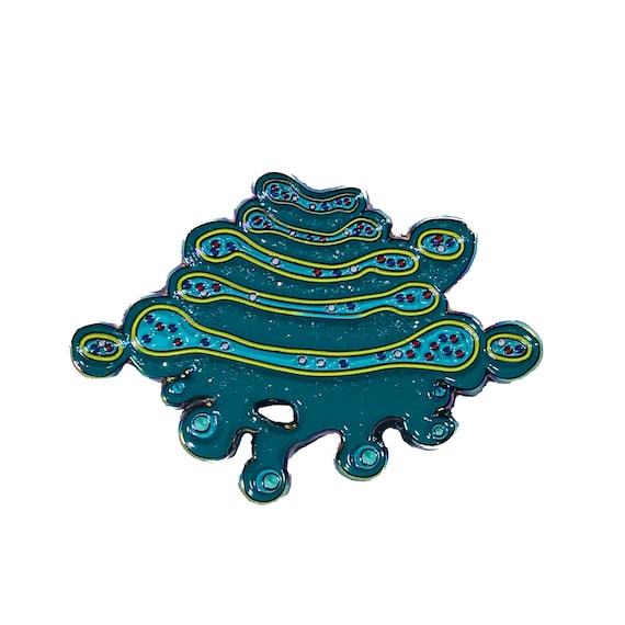 Golgi Apparatus, Jam Band, Science, Cell Biology, Microscope, Rainbow, Anodized, Glitter, Pin