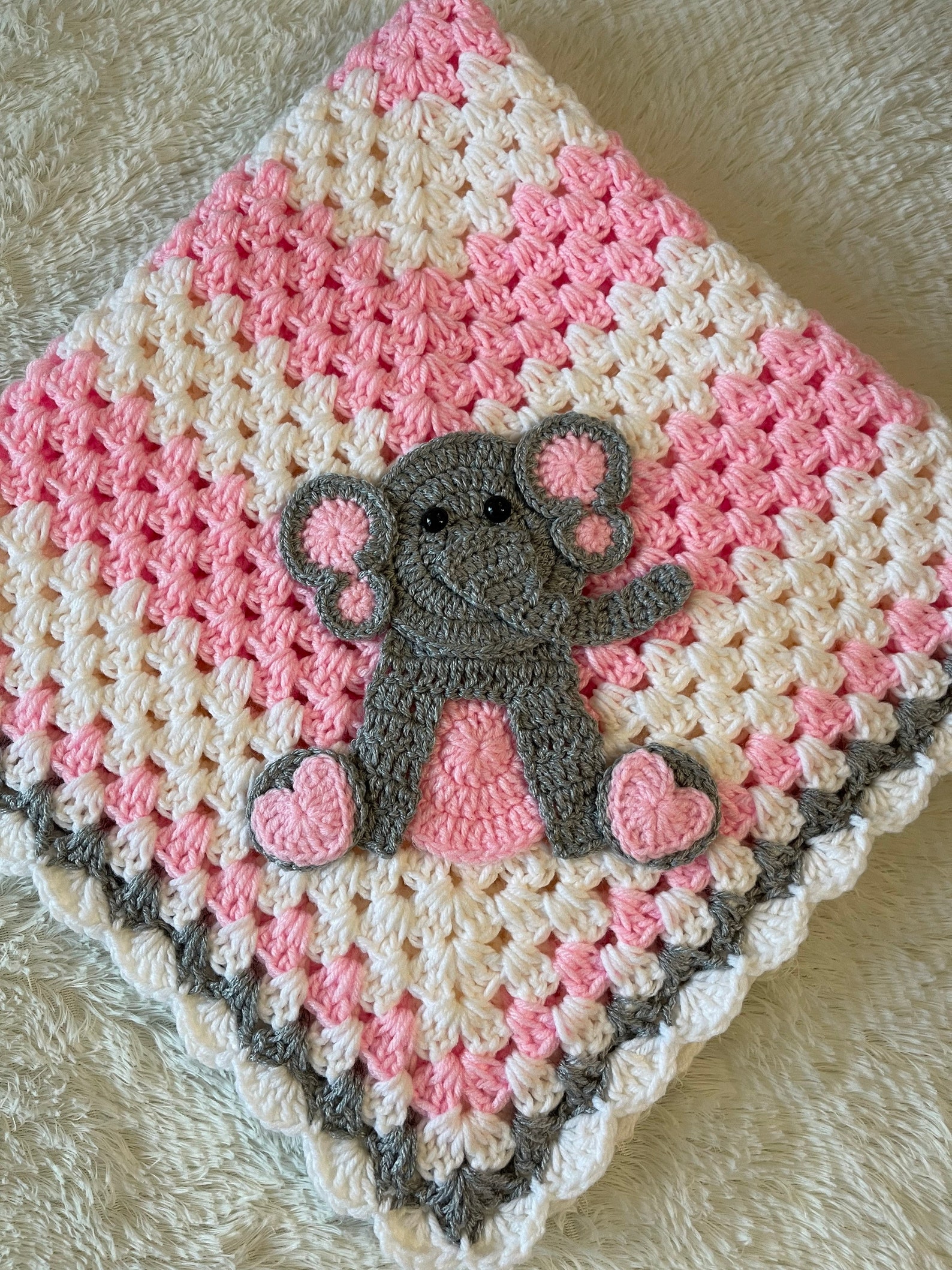 Elephant Crochet Baby Blanket Baby Blanket Handmade Baby Blanket
