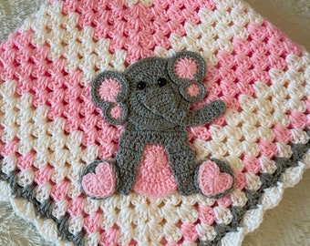 Elephant Crochet Baby Blanket - Baby Blanket - Handmade Baby Blanket - Elephant Baby Blanket - Crocheted Baby Blanket - Baby Elephant