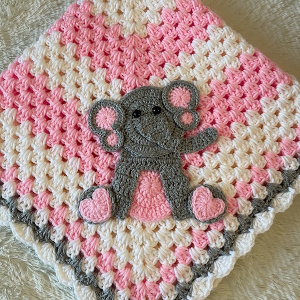 Elephant Crochet Baby Blanket - Baby Blanket - Handmade Baby Blanket - Elephant Baby Blanket - Crocheted Baby Blanket - Baby Elephant