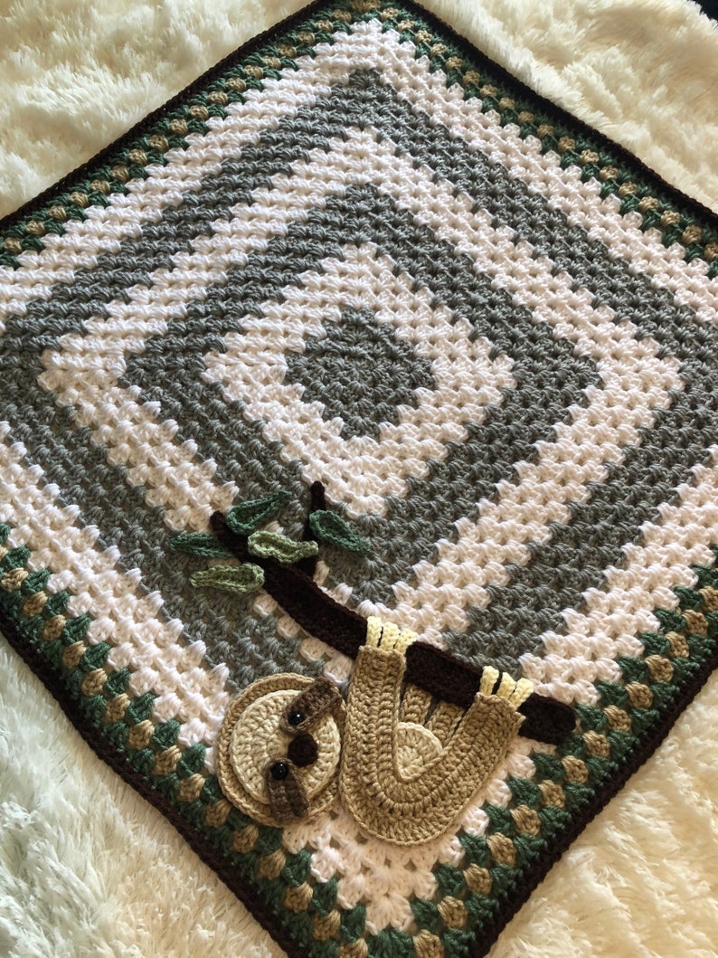 Sloth Crochet Baby Blanket Baby Blanket Handmade Baby - Etsy