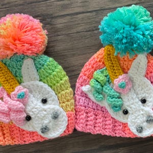 Handmade Unicorn Beanie - Rainbow Unicorn Beanie - Beanie - Hat - Unicorn Hat - Crocheted Beanie - Baby Unicorn - Winter Hat - Beanies