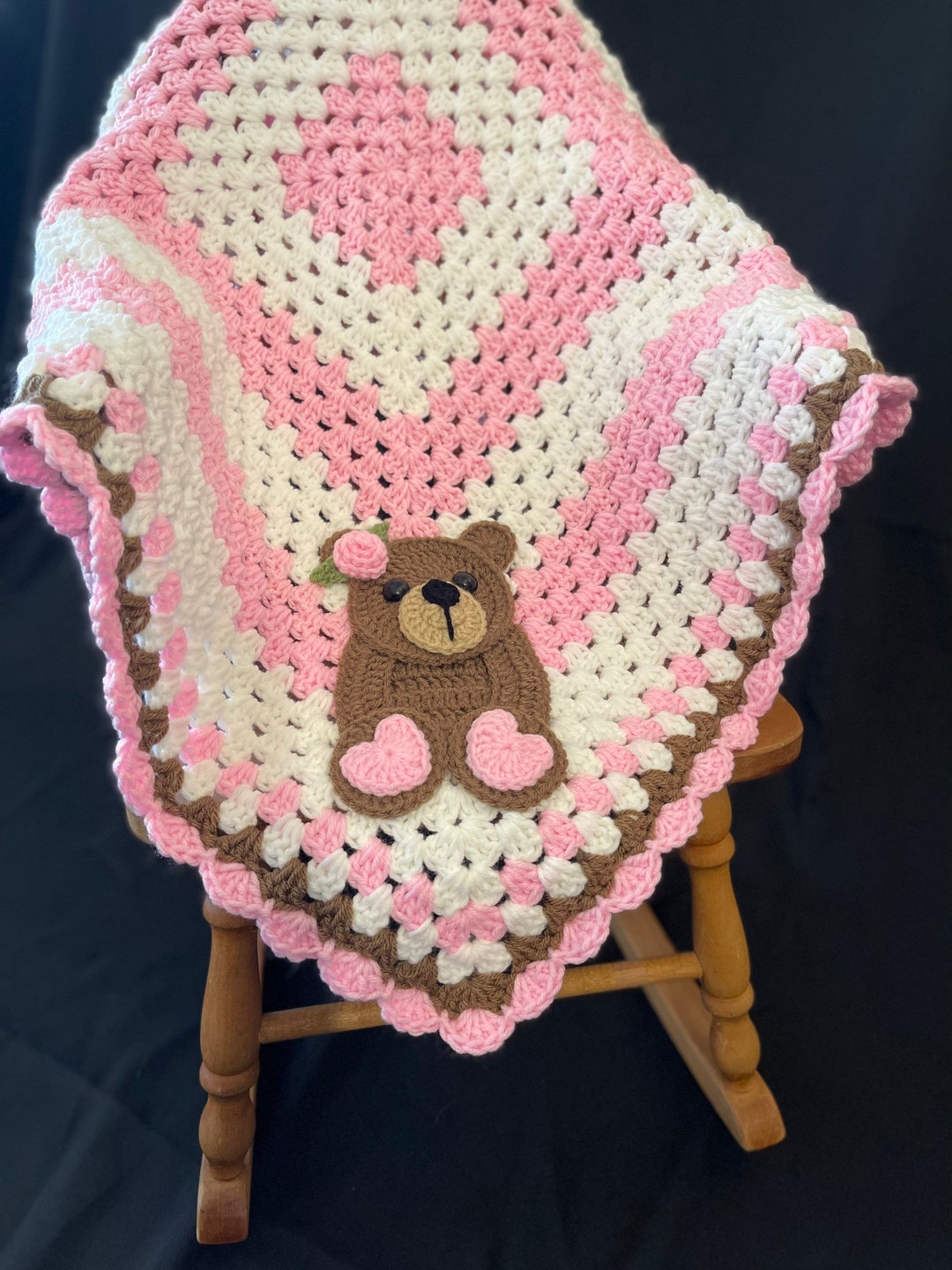 Baby Bear Crochet Baby Blanket Baby Blanket Handmade Baby Blanket Bear