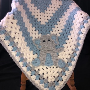 Elephant Crochet Baby Blanket - Baby Blanket - Handmade Baby Blanket - Elephant Baby Blanket - Crocheted Baby Blanket - Baby Elephant