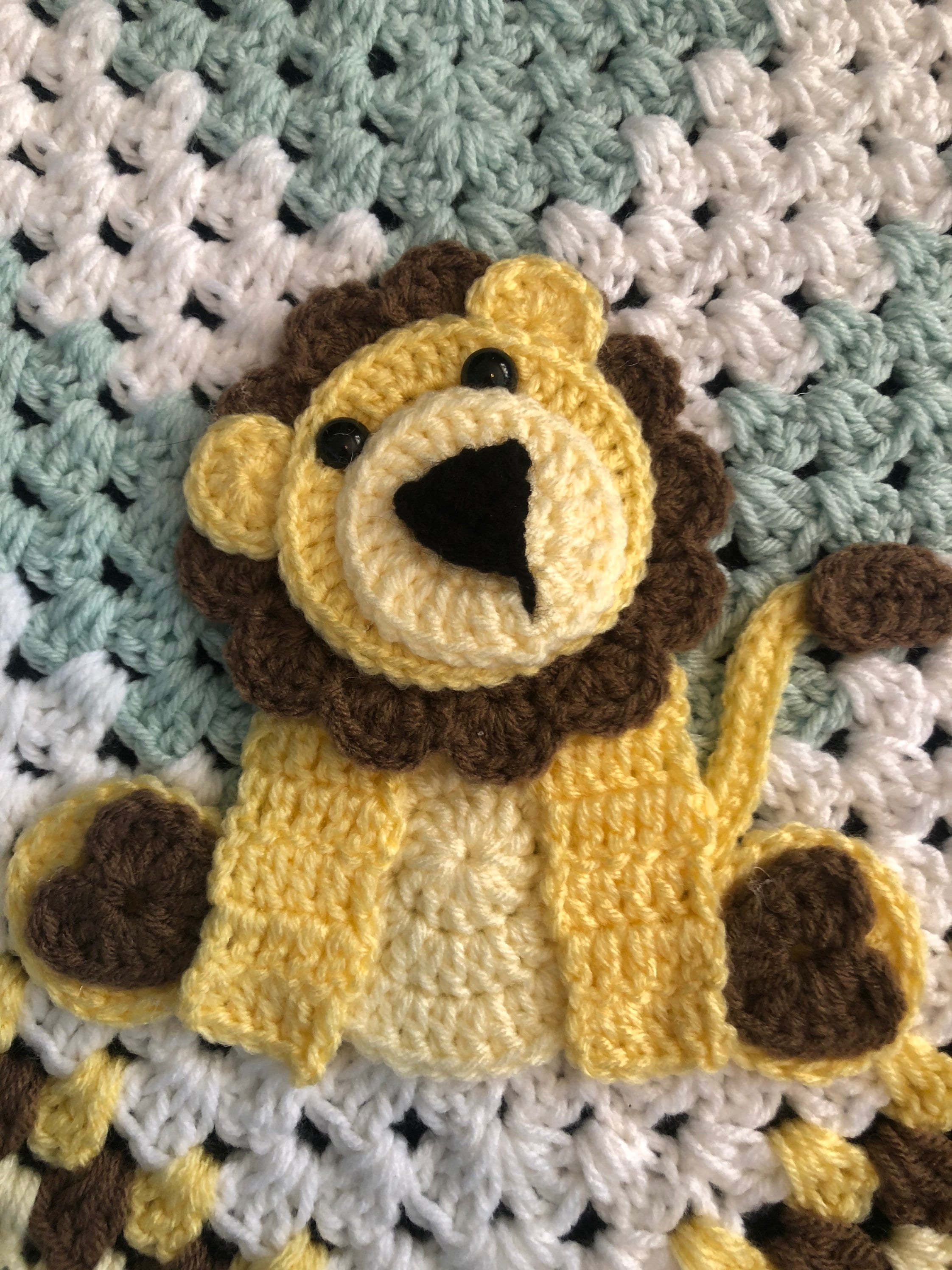 Lion Crochet Baby Blanket Baby Blanket Handmade Baby Blanket Lion Baby