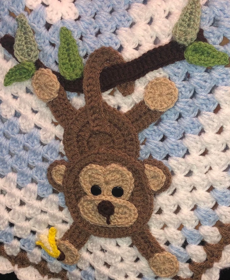 Baby Monkey Crochet Baby Blanket Baby Blanket Handmade Etsy