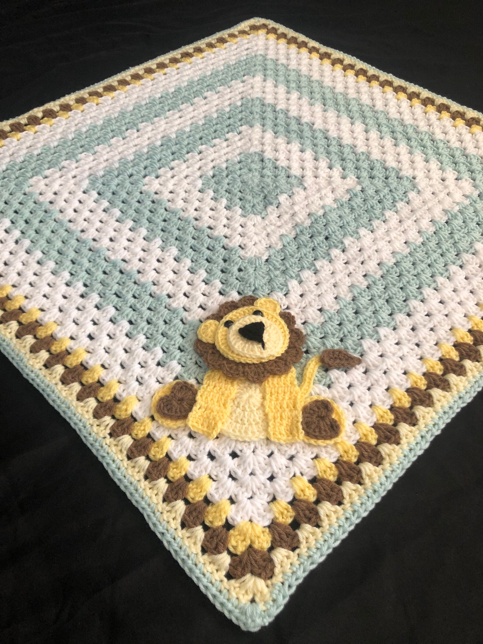 Lion Crochet Baby Blanket Baby Blanket Handmade Baby Blanket Lion Baby Blanket Crocheted Baby