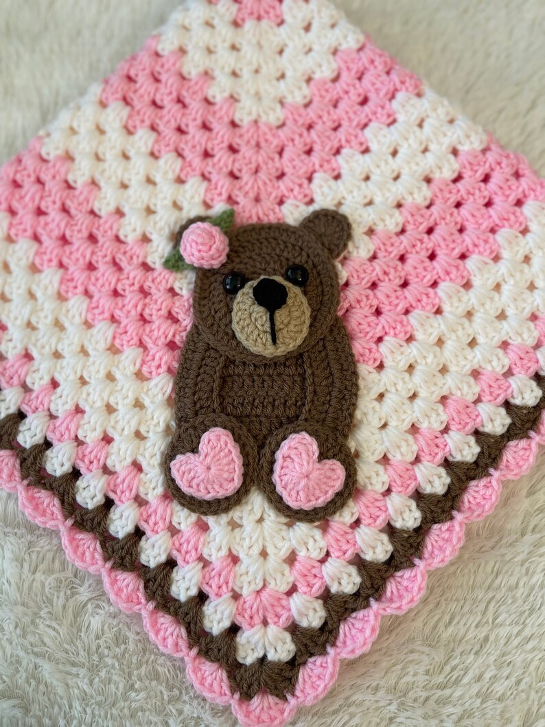 Baby Bear Crochet Baby Blanket Baby Blanket Handmade Baby Blanket Bear