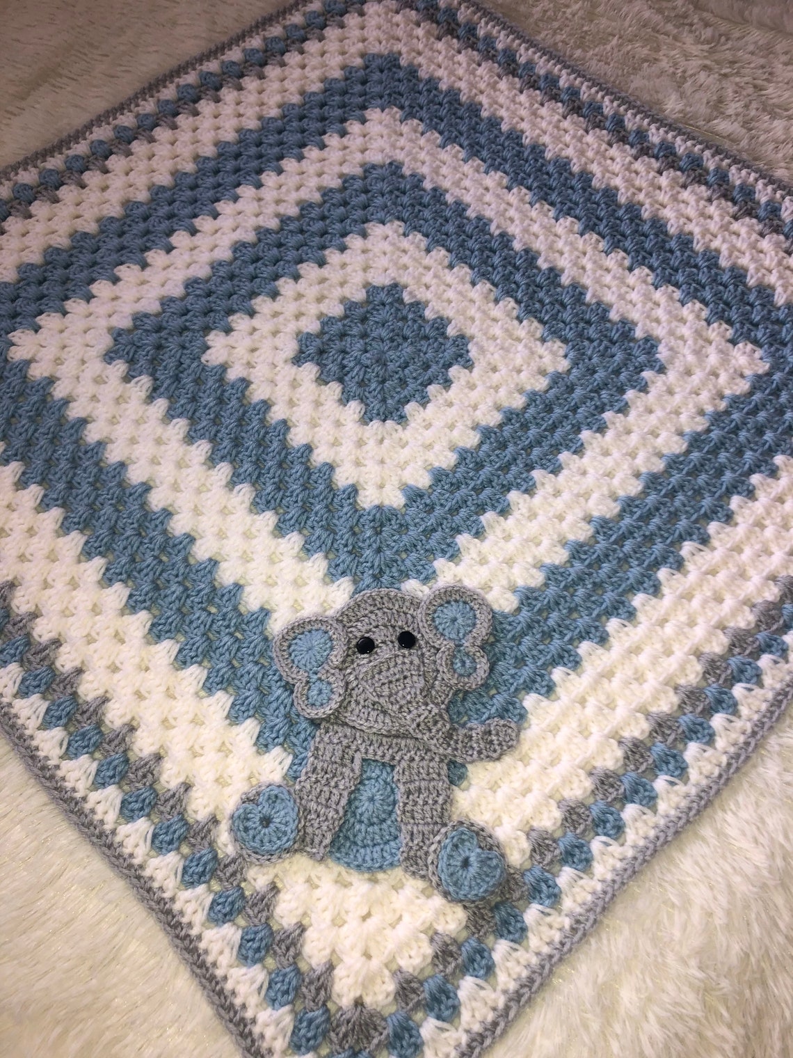 Elephant Crochet Baby Blanket Baby Blanket Handmade Baby Blanket
