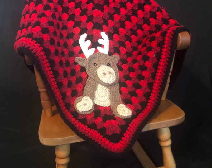 Moose Crochet Baby Blanket Baby Blanket Handmade Baby Etsy