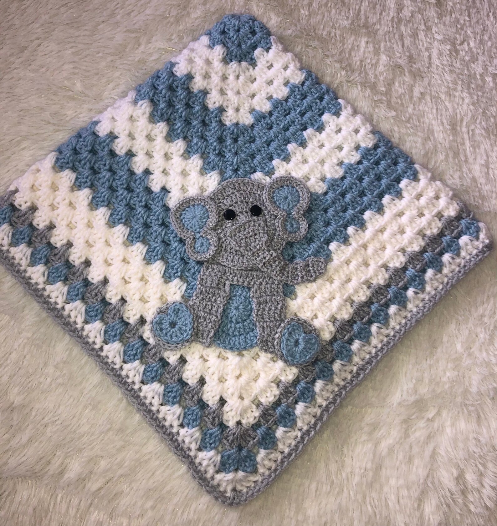 Elephant Crochet Baby Blanket Baby Blanket Handmade Baby Blanket