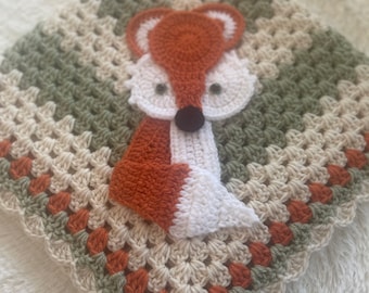 Fox Crochet Baby Blanket - Baby Blanket - Handmade Baby Blanket - Fox Baby Blanket  - Crocheted Baby Blanket - Baby Fox