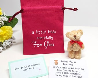 Pocket Bear Hug Tiny Teddy Love You Gift, Thinking Of You, Missing You, Long Distance Love, Friendship Gift, Positivity Gift, Sending Hugs