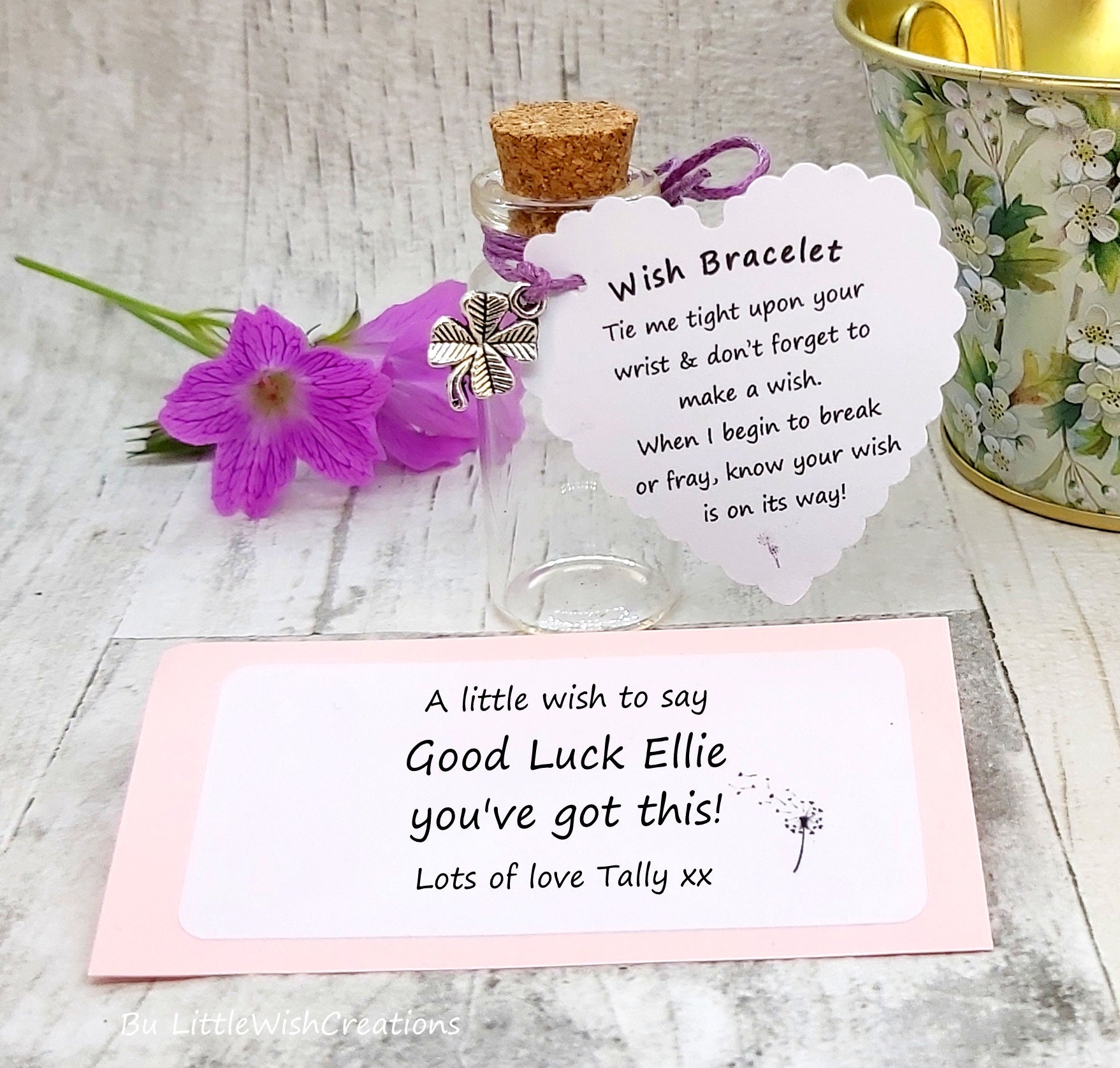 Personalised Good Luck Gift Message Bottle Wish Bracelet Etsy