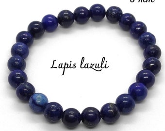 Armband natürliche Lapislazuli-Perlen 8 mm Größen nach Wahl - Geschenkidee für Männer und Frauen