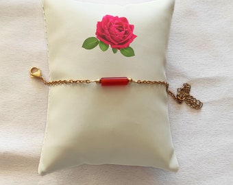 carnelian stone tube bead bracelet 12x 4mm - 2 lengths to choose from - women's gift idea