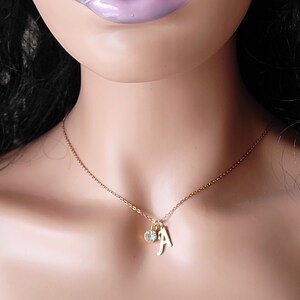 collar de piedra de nacimiento personalizado letra inicial oro acero inoxidable idea de regalo para niña mujer Día de la Madre