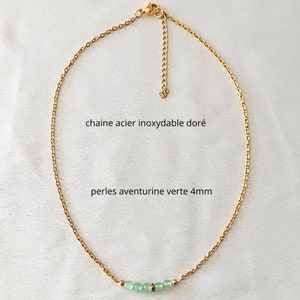 choker necklace aventurine stones 4mm gold stainless steel chain women's gift idea image 3