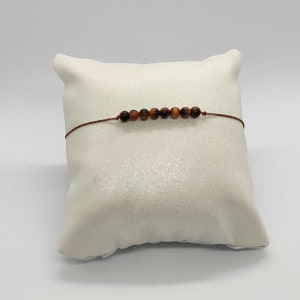 bracelet cordon réglable homme femme pierres naturelles oeil de tigre perles 4 mm  - idée cadeau femme