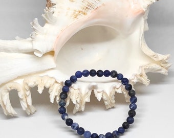 frosted sodalite bracelet 6mm round beads natural stone sizes of your choice - gift idea for men and women