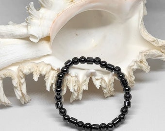 bracelet hématite 6mm perles rondes pierre naturelle  tailles au choix - idée cadeau homme femme