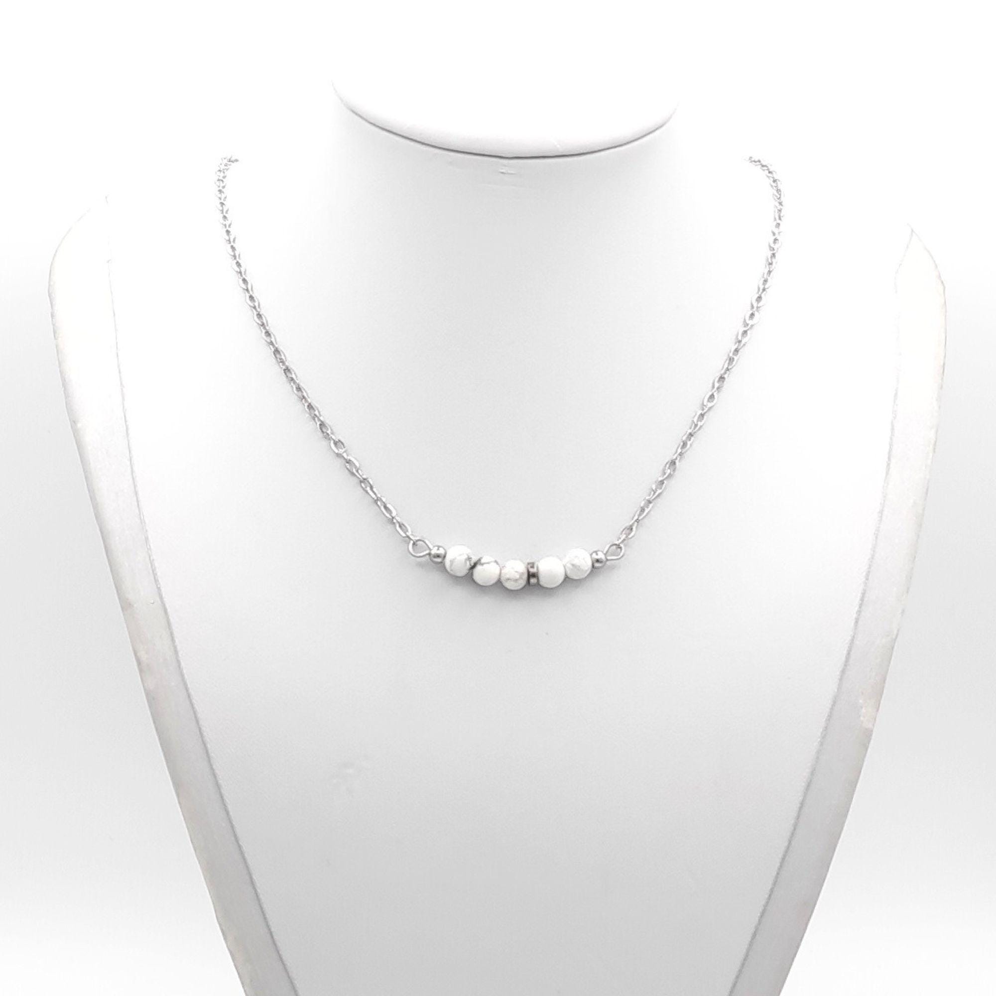 Collier Argent Sterling Avec Perle D'eau Douce Bleue Et Howlite - 20 Pouces - Neuf Sans Emballage - TGW 367,50