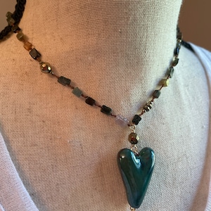 Mexican necklace with heart, heart necklace, boho necklace, collar con corazon, collar Mexicano, Artesania mexicana