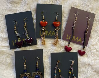 Mexican earrings, LUMA earrings, earrings with hearts, gift for her, aretes mexicanos, mexican accessories