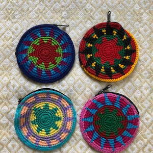 Crochet round coin purse,monedero tejido,artesania mexicana, coin purse, bolsita tejida