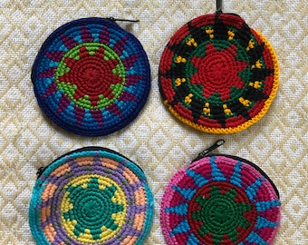 Crochet round coin purse,monedero tejido,artesania mexicana, coin purse, bolsita tejida