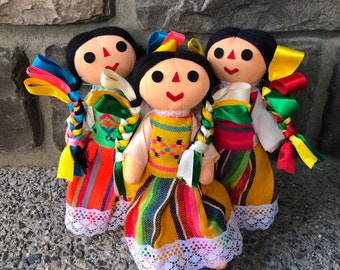 Poupée mexicaine, poupée mexicaine de chiffon, poupée de Maria Mazahua, Mexicana de Muñeca, Muñeca de trapo, poupée faite main, cadeau de Noël, Mexicana d’Artesania